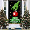 Cubierta de Puerta de Monstruo Peludo Verde Grinch Nuevo Transfronteriza Tela de Fondo Decoración de Atmósfera Cortina de Puerta Navideña Tela Colgante Cubierta de Puerta Tapiz