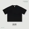 Camiseta Masculina de Verão Tendência Americana Retrô Lavada Vintage Corte Quadrado Com Tachas Gola Redonda Solta Manga Curta para Homens