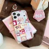 Soporte magnético adecuado para Apple 17pm película suave funda de teléfono iPhone 16 15 rejilla de color patchwork conejo 18 caricatura