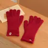 Guantes de Lana Tejida con Borde Enrollado para Ciclismo de Otoño e Invierno, Cálidos, Separados por Dedos, Moda Coreana, Versátiles, Táctiles para Pantalla