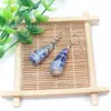 Venta al por mayor de fábrica aretes largos de cristal natural forma de gota de agua amatista Ojo de Tigre Joyería con gancho para la oreja aretes redondos de gota de agua DIY