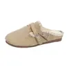 Chinelos Birkenstock de Pelúcia com Solado Grosso Estilo Coreano para Mulheres Outono/Inverno 2026 Quentes Antiderrapantes Preguiçosos de Calçar Fechados
