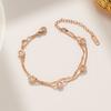 Estilo K de Simples Japonês e Coreano Pulseira Romba Diamante Ouro Rosa Dupla Camada Aço Titânio Diamante Único Acessórios de Moda Europeus e Americanos