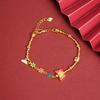 Nova Pulseira Chinesa Vietnamita Ouro Areia Cor Esmalte Vintage Borboleta Flor Pulseira Joias Design Luxo Leve Feminino