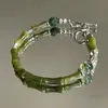 Nueva pulsera de bambú retro personalizada de estilo chino, pulsera tejida a mano de jade geométrico de metal de doble capa para pareja