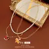 Collar con Colgante de Caballo Gota de Aceite del Año Zodiacal y Perla, Cadena para Clavícula Exquisita de Lujo Ligero de Alta Gama, Collar de Diseño Único