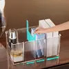 Caixa de armazenamento portátil nova e prática para máscaras faciais, organizador de mesa transparente compartimentado para skincare e batom para uso no banheiro
