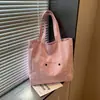 Bolso de lona grande de color liso para mujer, nuevo modelo 2026 con cremallera, bolso de hombro versátil, bolso tote casual para el día a día