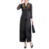 Camisa de seda anti-envejecimiento para madre con patrón craquelado, garantizada en calidad, nuevo top de malla bordada para mujer primavera/otoño, tacto de alta gama