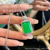 Plata Plateada Chalcedony Verde Hielo Pequeño Colgante Marca No Importa Ágata Verde Marca Collar de Jade Suministro en Vivo