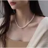 Colar de Pérolas Shijia 2025 Novo Nicho de Luxo Leve Sofisticado Elegante Joias de Prata Versátil Sobreposição Pingente Corrente Clavicular