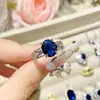 Joias Camélia Transfronteiriça Novo Natural Imitação Azul Tesouro Pingente conjunto Luxo Totalmente Diamante Design de Indústria Pesada Anel Tesouro Colorido