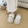 Pantuflas peludas para mujer para usar en interiores y exteriores en otoño e invierno, pantuflas planas de algodón de punta cerrada para abrigarse
