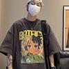 Camiseta de manga curta verão meia manga hip hop marca de moda impressa meia manga T-shirt americano solto High Street Verão masculino