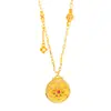 Collar Brújula Flor del Tesoro Hueca Estilo Chino Vintage con Diamantes Chapados en Oro para Mujer