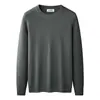 Suéter Sencillo de Lana Modal para Hombre, Suéter Cálido de Lana de Punto Grueso de Manga Larga, Camiseta Base de Otoño e Invierno para Hombre