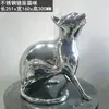 Acero Inoxidable Acabado Espejo Escultura de Gato Adorno Paisajismo de Jardín Comunidad Oficina de Ventas al Aire Libre Arte Decorativo de Lujo Ligero
