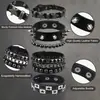 Set de 5 Piezas de Pulseras Punk con Remaches para Hombre de Venta Caliente Transfronteriza Europea y Americana, Estilo Gótico, Pulseras Multicapa de Moda Hip-Hop Personalizadas