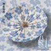 Estilo Chinês Extra Grande Reforçado Costelas Duplas Espessado Cor Gel Proteção Solar Proteção UV Guarda-chuva Alta Estética Ilustração Ensolarado/Chuvoso Guarda-chuva Dobrável