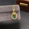 Accesorios de Colgante de Esmeralda Natural Transfronterizos para Mujeres Nicho de Alta Gama Joyería de Plata 925 4*5mm Moda Venta Directa de Fábrica