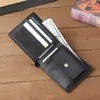 1205 Nuevo Modelo Cartera Corta de Piel Genuina para Hombre, Cartera con Múltiples Ranuras para Tarjetas, Piel Crazy Horse Clásica de Gran Capacidad