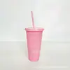 Vaso de Plástico PP de Color Puro para Popote de 24 oz, Gran Capacidad 710 ml, Multicolor, Venta al por Mayor de Comercio Exterior Transfronterizo, Se Puede Imprimir Logo