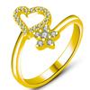 Anel Elegante Prateado Floco de Neve Coração de Amor Anel Coreano de Luxo Leve Jovem Coração Zircônia Requintado Anel Ajustável
