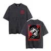 Camiseta Gráfica de Anime Lavável Estilo Transfronteiriço para Homens e Mulheres, Top Camiseta de Algodão Vintage com Lavagem Ácida para o Verão