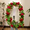Rosa de simulación flor artificial enredadera cesta colgante para balcón silla de ratán decoración decoración de tubería de aire acondicionado de techo tira de flor enredadera cubierta enrollado