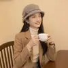 Chapéu de Feltro de Lã com Laço Elegante e Aba Enrolada, Chapéu Bucket Estiloso para Outono e Inverno, Estilo Hepburn, Fábrica de Chapéus Cloche Vintage