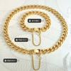Pulsera con hebilla exagerada y cadena gruesa estilo hip-hop, estilo europeo y americano, con titanio, acero y chapado en oro, conjunto de joyas con collar cubano.