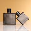 Botella de perfume de vidrio para hombre con bayoneta al por mayor 50ml 100ml cuadrada plana gris de alta calidad botella con atomizador botella vacía cosmética