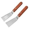 Pá Densa de Aço Inoxidável com Cabo de Madeira Transfronteiriça Pá Vazada Ferramenta para Churrasco Pá para Bife Pá para Bolo Pegado à Mão Pá para Teppanyaki Pá Japonesa para Cozinhar