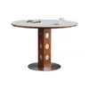 Mesa de jantar estilo Bauhaus, design Berg, vintage, adequada para apartamentos pequenos, mesa redonda, estilo retro francês, estrutura de metal, madeira maciça e tampo de pedra