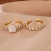 Comercio Exterior Transfronterizo Tendencia de Moda Anillo Abierto Ajustable Cielo Estrellado de Circonia Cúbica Completa Anillos Exquisitos para Parejas