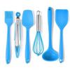 Mini utensilios de cocina de silicona de 6 piezas, utensilios de cocina de una sola pieza, juego de pinzas para alimentos, para hornear pasteles y batir huevos