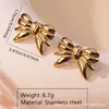 Brincos de Tarraxa de Aço Inoxidável Banhados a Ouro em Alta Venda Brincos de Folha de Aço Inoxidável Personalizados Brincos de Folha Banhados a Ouro da Moda de Luxo Leve