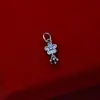 Pingente pequeno de flor em prata de lei S925 Charm sólido de flor de pêssego Fio para pulseira DIY Contas Acessórios de joia de prata Materiais