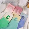 Calcetines de color degradado para mujer, calcetines de media pantorrilla, primavera y otoño, de algodón, modernos, estilo coreano, letra C grande, G, calcetines deportivos de invierno para pareja