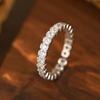 Sob a Figueira Prata S925 Exquisito Super Brilhante Anel Totalmente Cravejado de Diamantes Feminino Luxo Leve Senso Avançado Anel de Abertura com Diamantes Rai Presente para Namorada