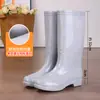 Botas de Chuva para Mulheres, Botas de Chuva de Cano Curto com Pelúcia, Botas de Água Antiderrapantes de Cano Médio e Alto, Galochas de Cano Baixo e Boca Rasa, Sapatos de Borracha para Trabalho