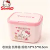 Caja de almacenamiento Sanrio Hello Kitty, organizador de bastoncillos de algodón, para pasadores y ligas de pelo, de escritorio, a prueba de polvo, compartimentada, caja de joyería con tapa