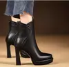 Botines Negros de Punta Redonda con Tacón Alto para Mujer 2026 Estilo Coreano Moderno Otoño/Invierno Nuevos Impermeables Plataforma Tacón Grueso Cierre Trasero Botas para Mujer