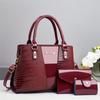 Bolsa Feminina de Comércio Exterior Grande Capacidade Fashionável Versátil Conjunto de Três Peças Bolsa de Mão Padrão Crocodilo Embossado Grande Capacidade Estilosa
