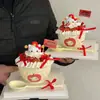 Adorno decorativo para pastel de cabeza de gato KT 3D de goma suave, gato de dibujos animados guiñando para confesión de pareja, accesorio de repostería para cumpleaños de niños