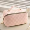 Bolsa de cosméticos con forma de almohada para mujer, portátil, de gran capacidad, para guardar cosméticos, de gran valor estético, para viajes y lavado.