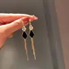 Brincos de Franja com Zircônia Pérola Agulha de Prata Luxo Acessível Francês Brincos Longos Simples de Borboleta Design Versátil para Mulheres