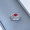 Primavera 2024 Nuevo anillo de tesoro rojo quemado HJR4128 chapado en plata S925 platino incrustado apertura ajustable 4 * 6 mm