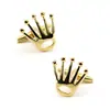 Gemelos Metálicos Plateados, Dorados, Oro Rosa, Negro Pistola de Alta Calidad, Sin Espuma, con Forma de Corona para Hombre