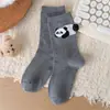 Meias de Lã Quentes para Outono e Inverno, Meias de Meia-Perna Femininas Fofas com Pompons de Pelo Estéreo, Meias Grossas Femininas Estilo Preppy